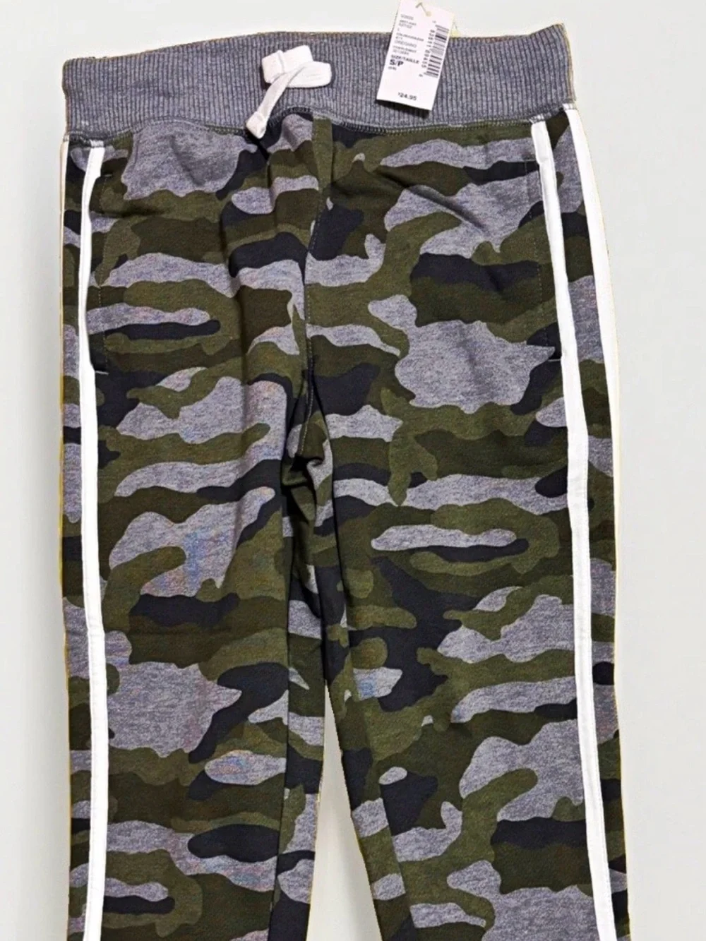 S/Kids Camo Jogger Pants with Side Stripe - Green/Gray
